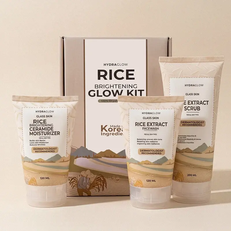 Rice Brightening Glow Kit (Face wash+Scrub+Moisturizer)